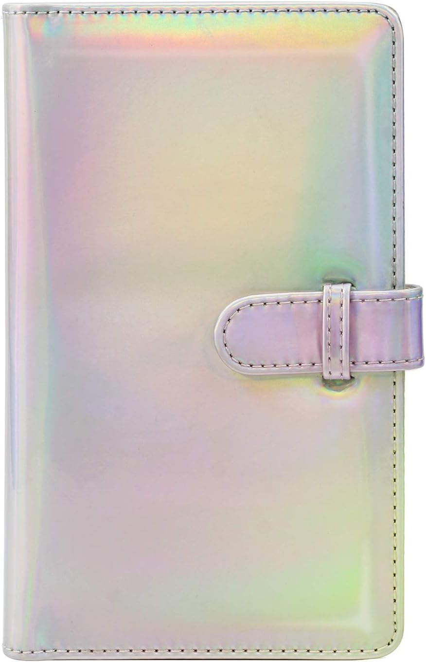 CAIUL Compatible 96 Pockets Mini Wallet Photo Album with PU Leather Cover for Fujifilm Instax Mini 9 8 8+ 70 7s 90 25 26 50s Films (Colorful Silver)