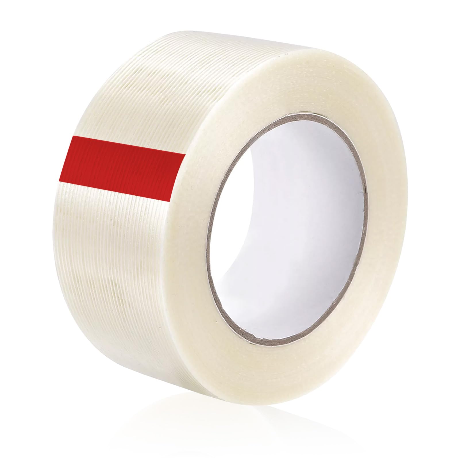 Ruban Adhésif en Fibre de Verre, 60 mm x 50 m Duct Tape,Bande Renforcée avec Fibre de Verre,Ruban Adhésif de Renforcement et de Cerclage Bande Renforcée avec Fibre de Verre(Blanc)