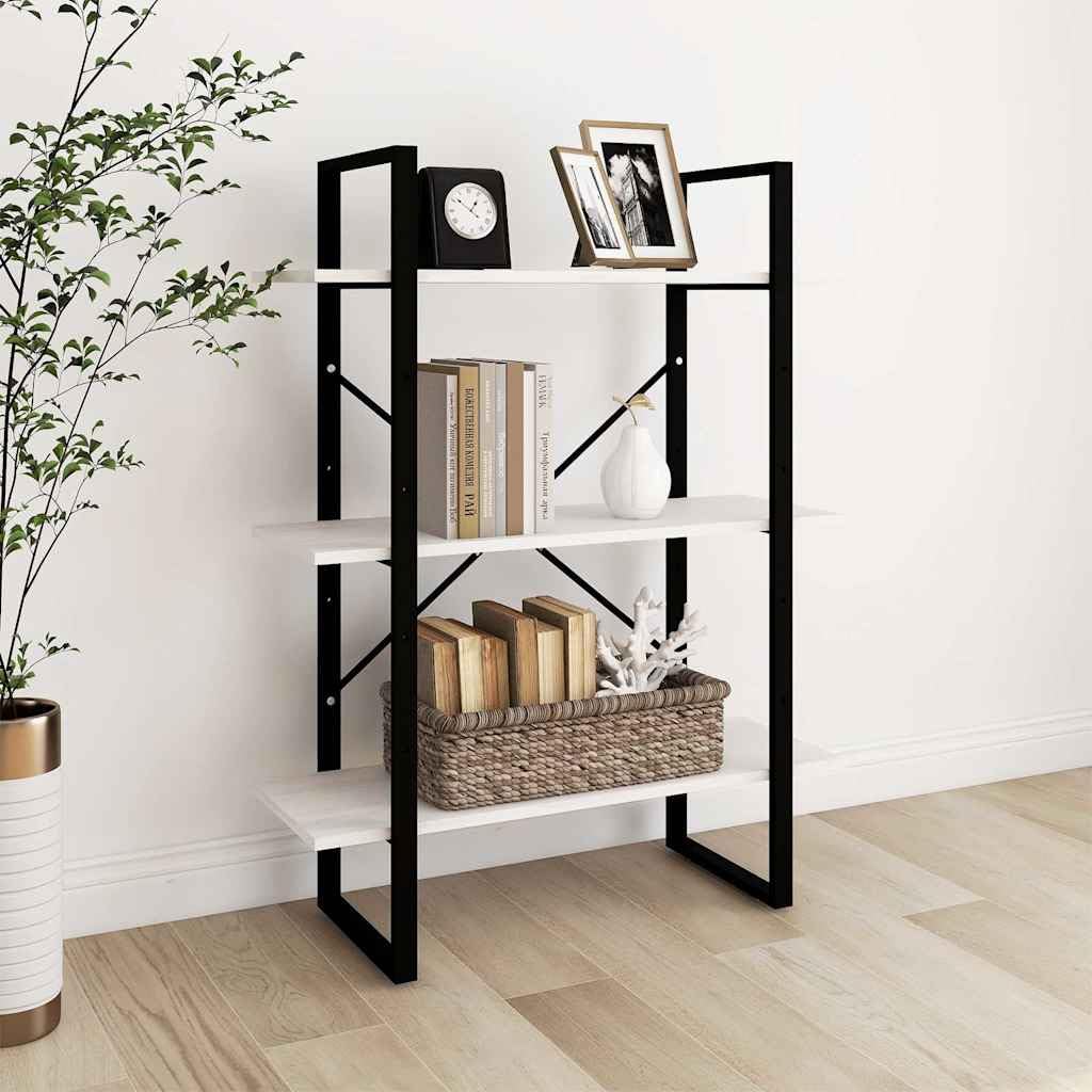 Hothingwell Regał 3-poziomowy biały 80x30x105 cm lite drewno sosnowe
