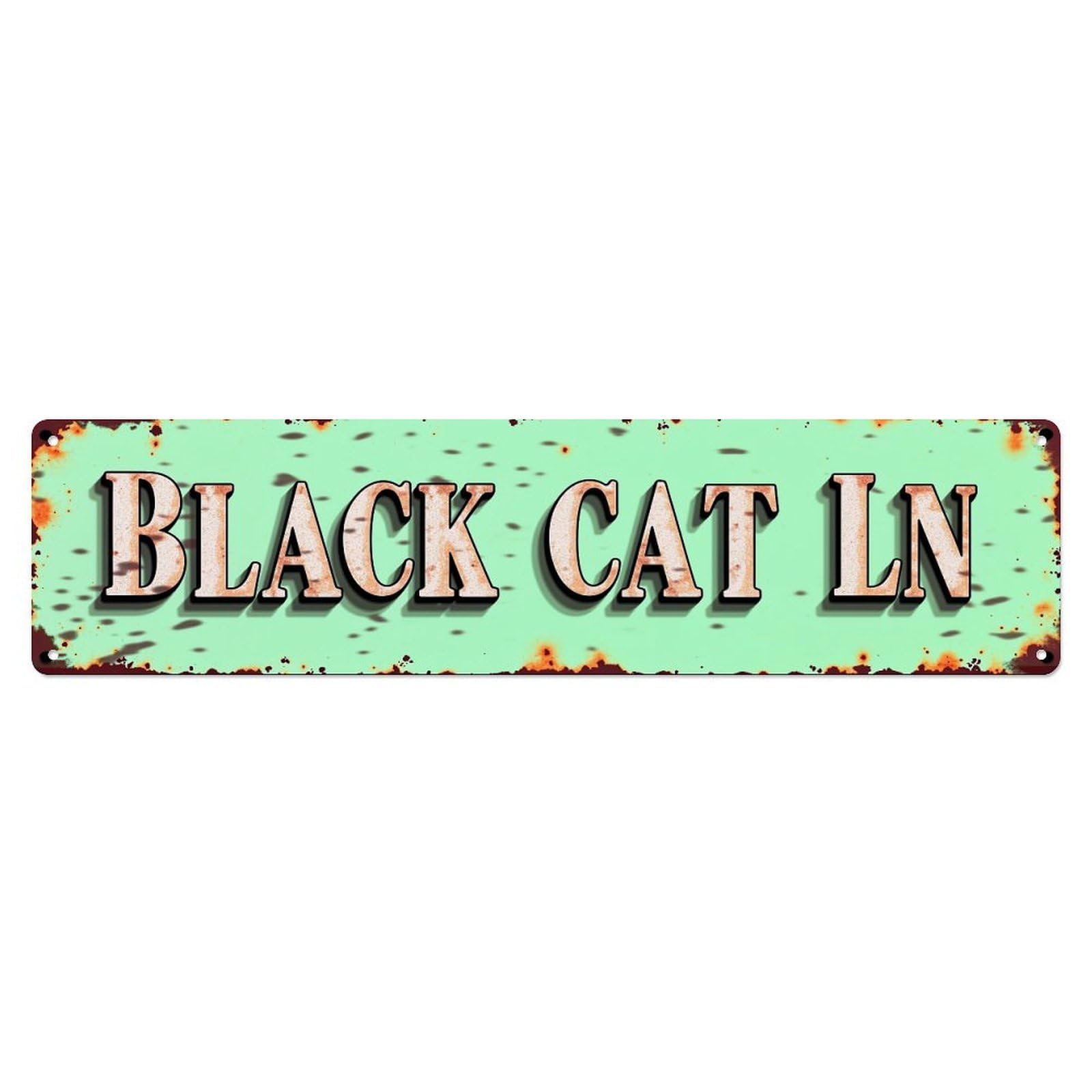 Black Cat Lane Sign Metal Tin Sign Plaque