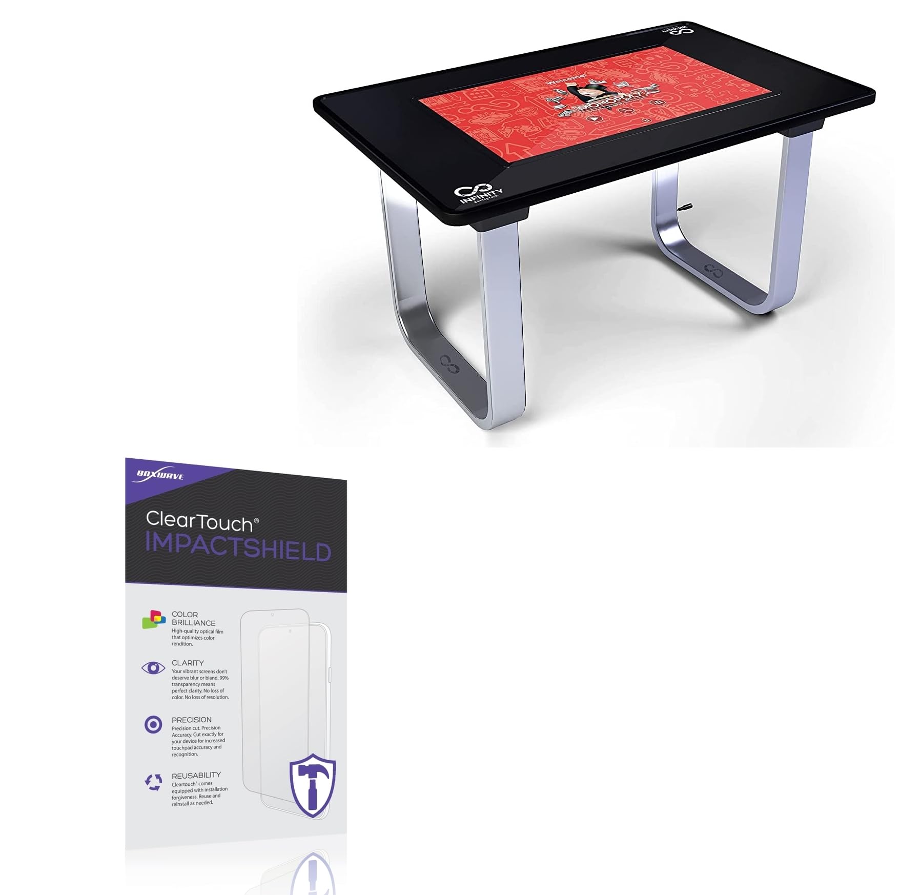 BoxWave Screen Protector Compatible with Arcade1Up Infinity Game Table (24 in) - ClearTouch ImpactShield (2-Pack), Impenetrable Screen Protector Flexible Film