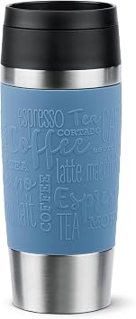 Emsa N20211 Travel Mug Classic Insulated Mug 0.36 litres Comfort Screw Cap Stainless Steel 4 Hours Hot and 8 Hours Cold 100% Leak-Proof Dishwasher Safe 360  Drinking Opening Aqua Blue