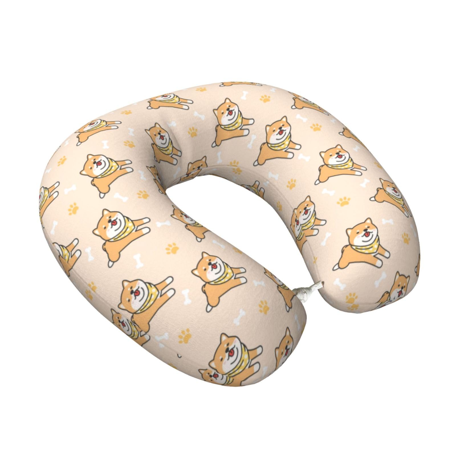 LKYMOH Cute Dog Shiba Inu, Travel Neck Pillow U-Shaped Memory Neck Support Soft Comfortable With Washable Cover For Airplane Car Traveling and Office
