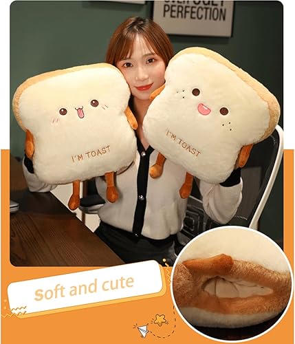 Miniatura 2 de Toast Bread - Almohada de felpa de pan, almohada de felpa de alimentos con bolsillo para las manos, gran opción de regalo para niños y adultos (15.7