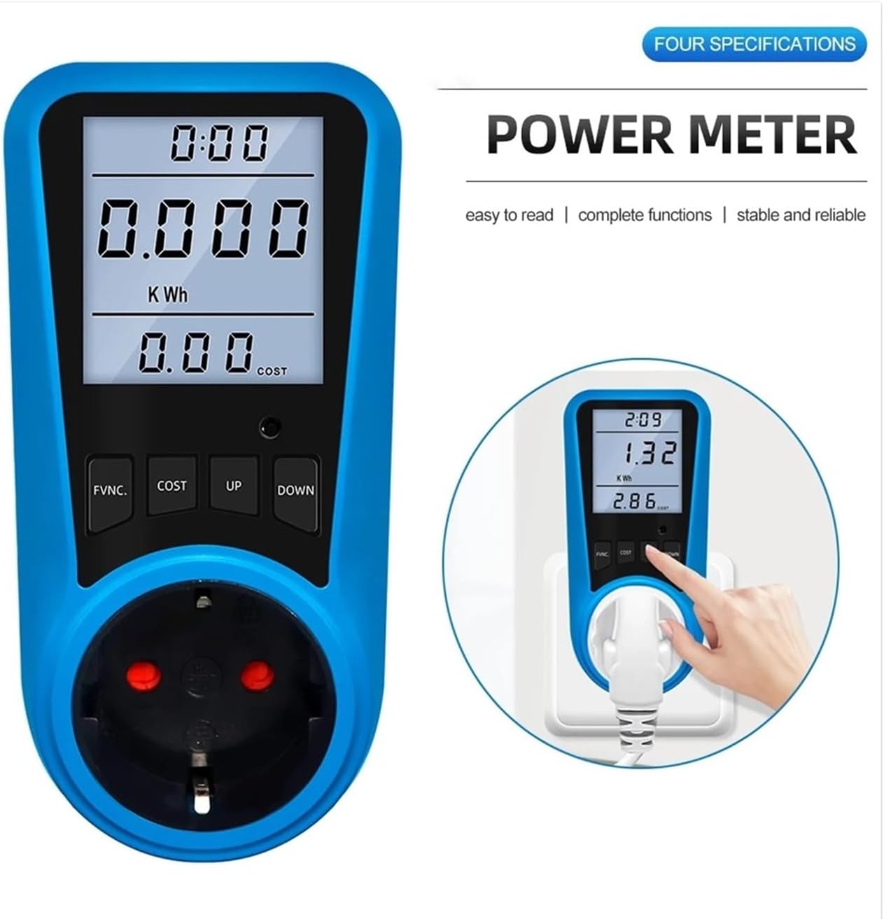 KWEPMB05 Digital Power Meter 220V 110V European Standard(FR Plug Backlight)