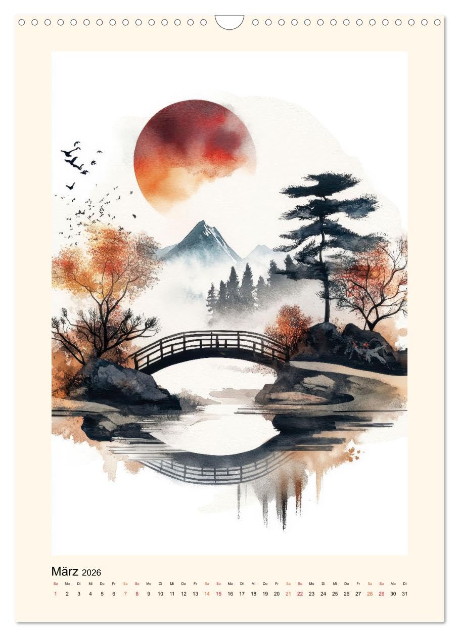 Japan - Momente der Stille (Wandkalender 2026 DIN A3 hoch), CALVENDO Monatskalender: Meisterwerke der japanischen Malerei und Kunst. (CALVENDO Kunst)