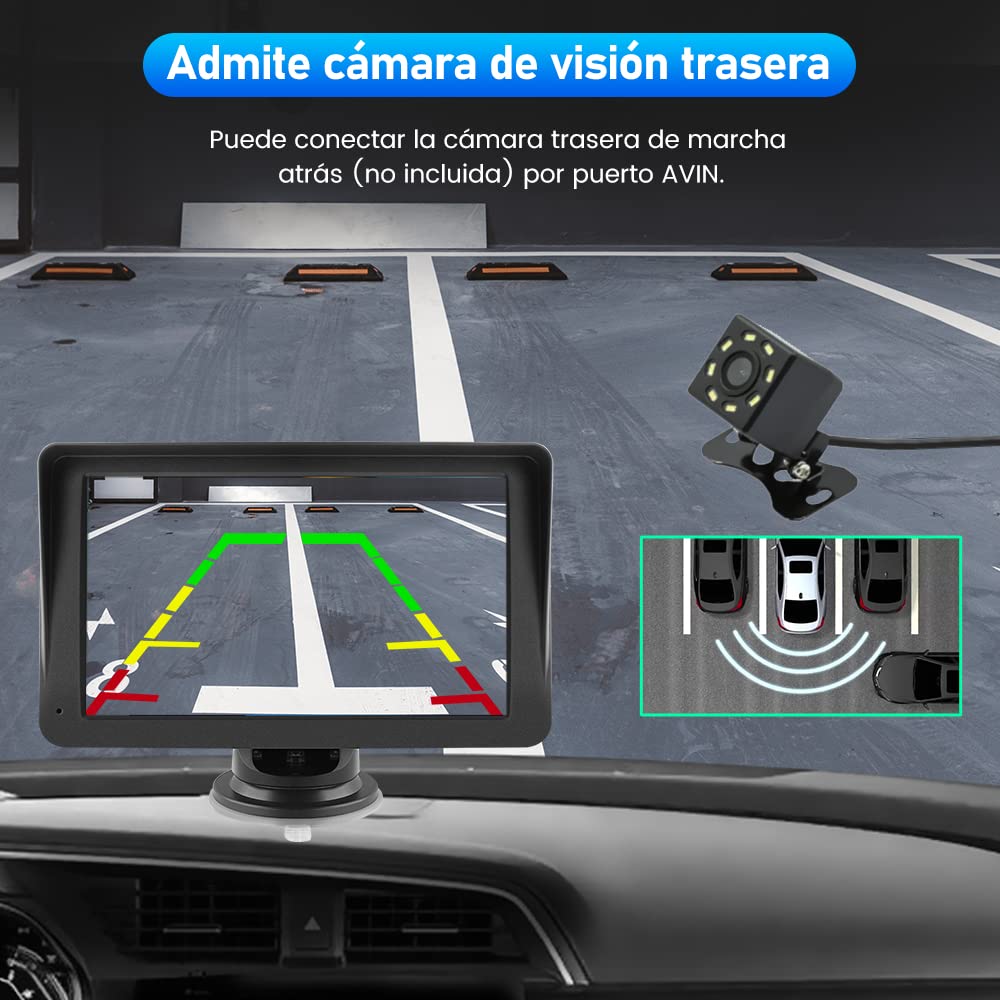 AWESAFE 7”Pantalla de Coche CarPlay/Android Auto/MirrorLink Inalámbrico para Coche, Reproductor de Coche Pantalla Tactíl Admite Bluetooth/SIRI/Asistencia de Voz/Sin Instalación