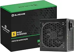 Fonte 500W Bivolt Automática 110/220V VGA Vídeo 8 pínos 6+2 Bluecase Ventilação 120mm Computador PC Gabinete Gamer silenciosa