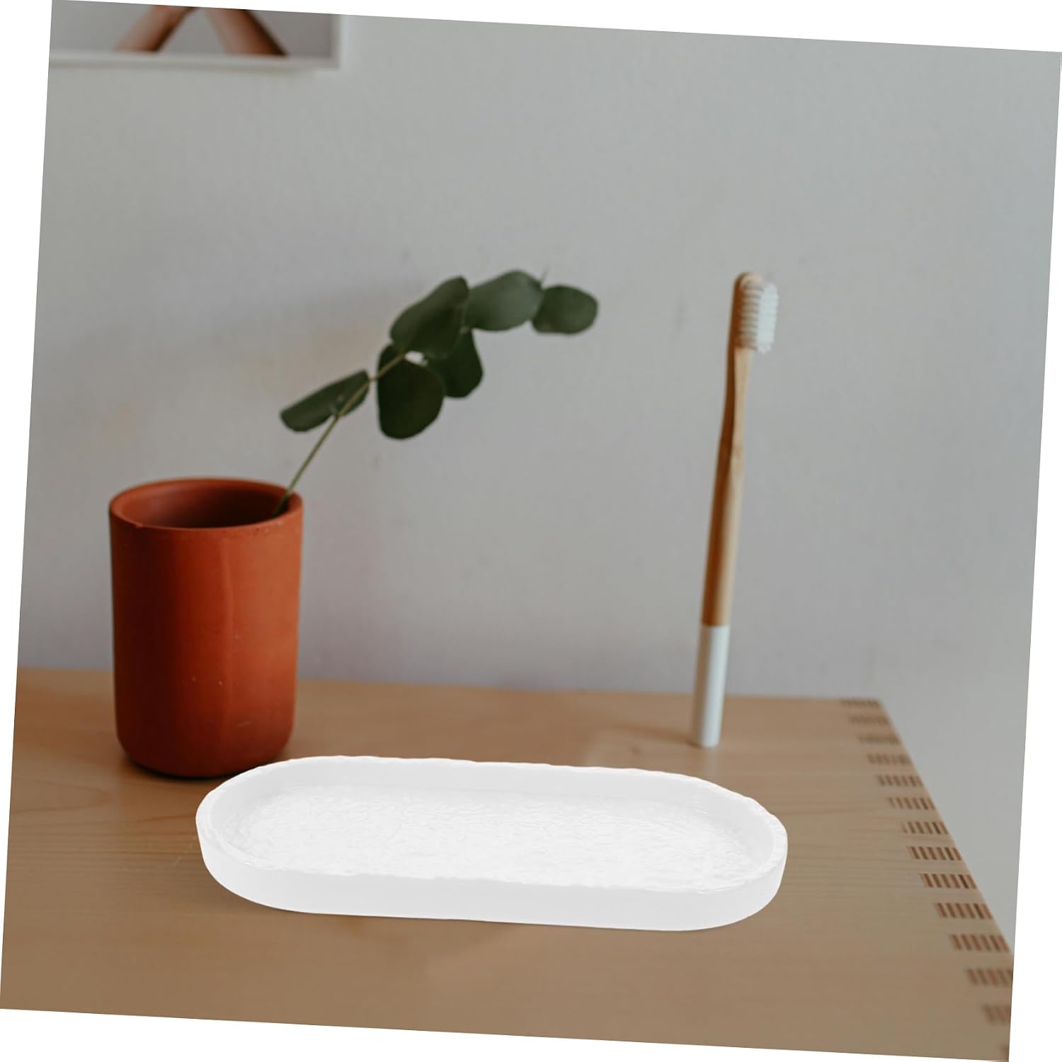 Stone Pattern Bathroom Tray Organizer Decorative Ceramic Sink Tray for Vanity Tub and Bathtub for Cosmetics Jewelry Soap and Toothbrush Holder