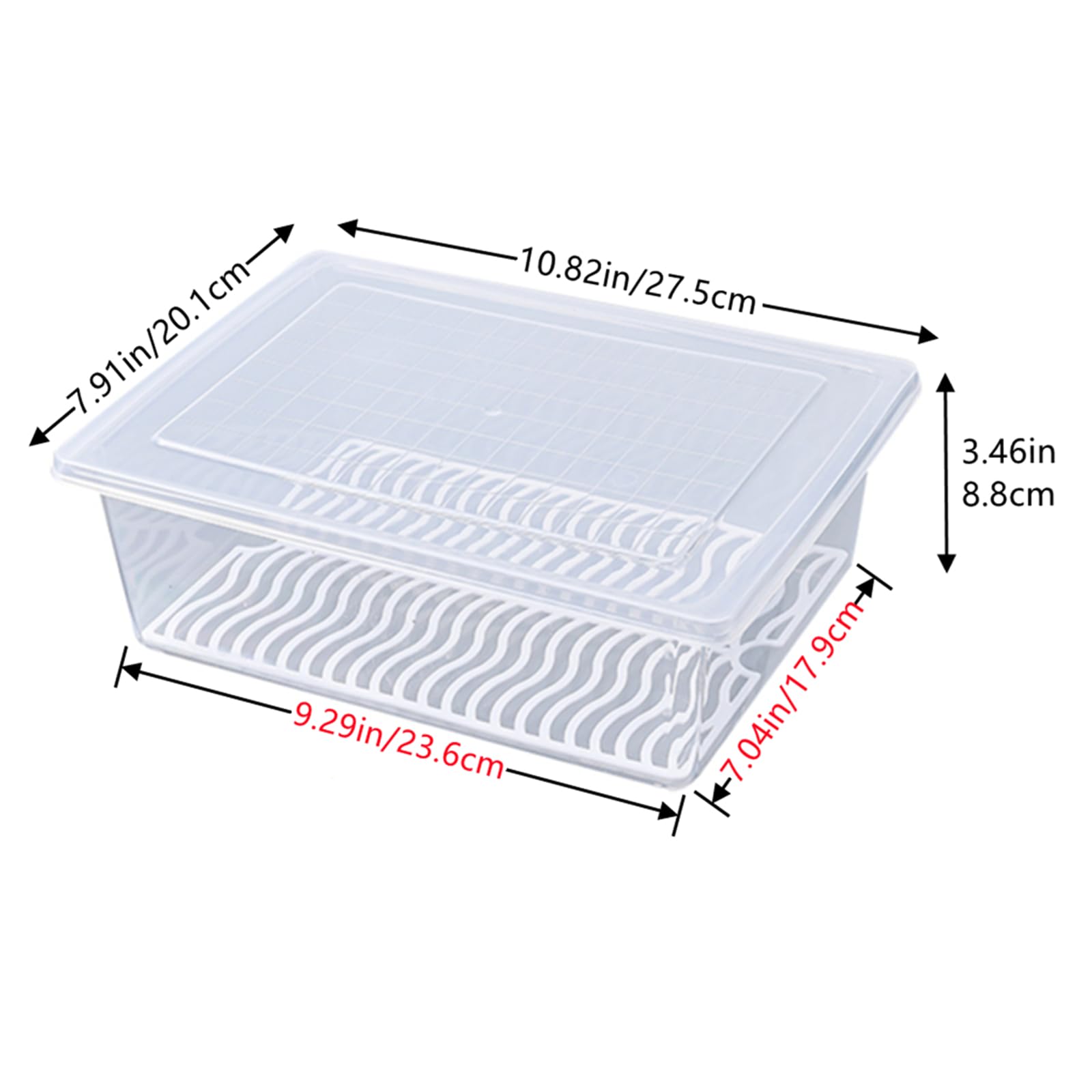Contenedor de almacenamiento de alimentos, recipientes de plástico para alimentos con placa de drenaje extraíble y tapa, contenedores de almacenamiento portátiles apilables para congelador,