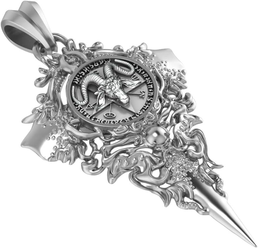 925 Sterling Silver Pentagram Baphomet Goat Pendant Lucifer Jewelry