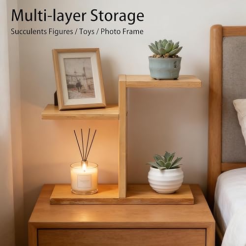 Miniatura 2 de Soporte para plantas de escritorio de 3 niveles, estante de bambú para plantas, soporte para hierbas suculentas, soporte de escritorio para plantas
