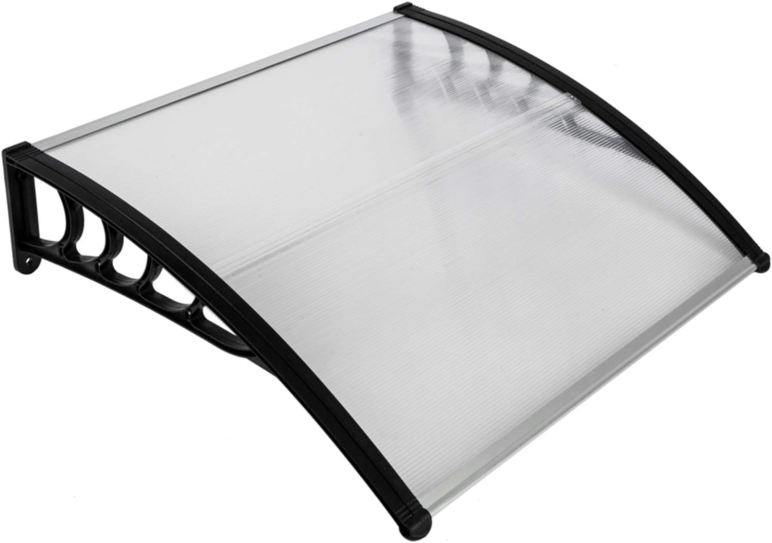 Flandre Patio Door Window Awning Canopy, Polycarbonate Cover Front Door Outdoor Patio Awning Canopy UV Rain Snow Protection Hollow Sheet (40 in x 40 in, White Canopy/Black Bracket)(HT-100)