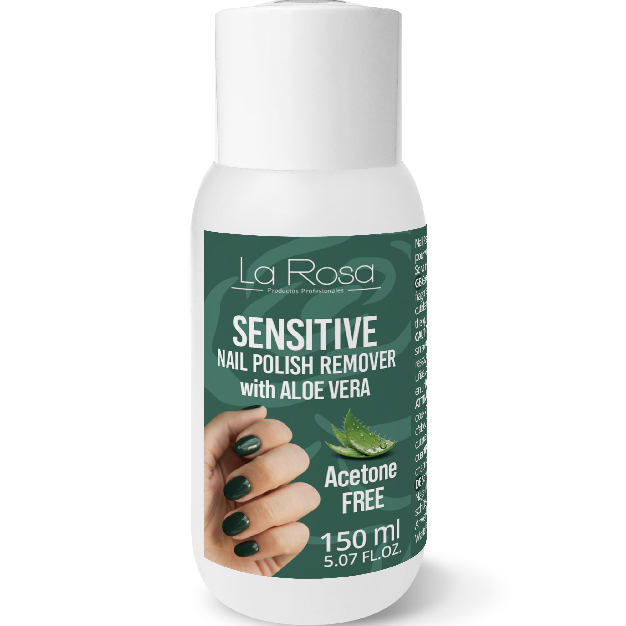 LaRosa SENSITIVE Nail Polish Remover with ALOE VERA 150 ml – ACETONE-FREE Gentle & Effective for Brittle Nails