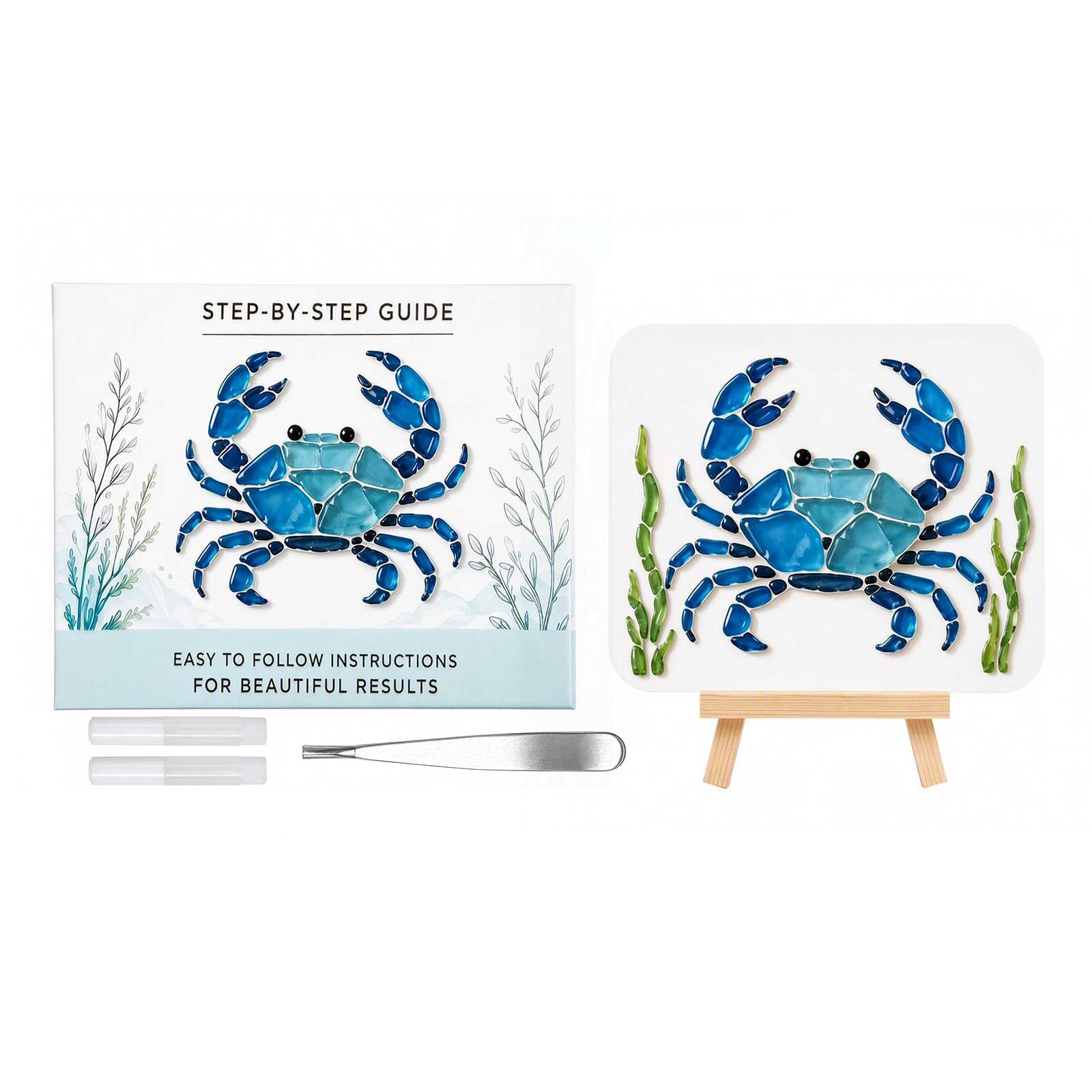 DIY Sea Glass Mosaic Kit Multi-Purpose for Home Decoration (Crab)