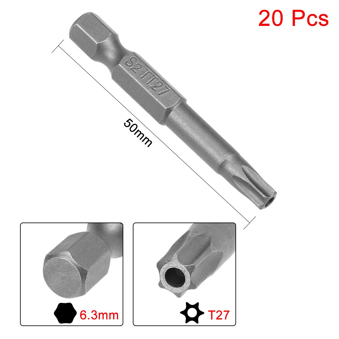 uxcell 20 Pcs T27 Magnetic Torx Screwdriver Bits, 1/4 Inch