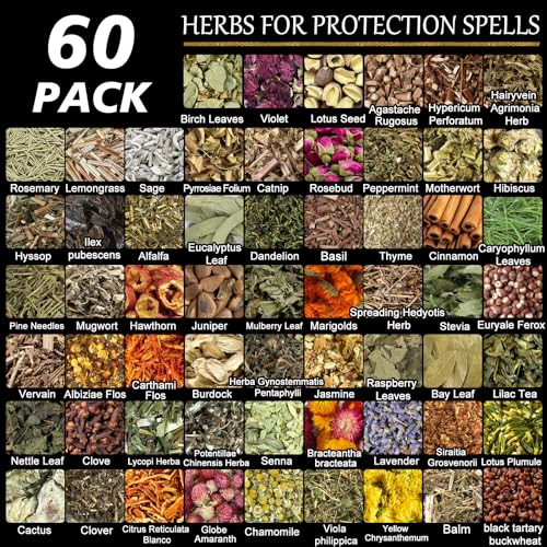 Set de 60 hierbas secas para brujería y velas miniatura 2