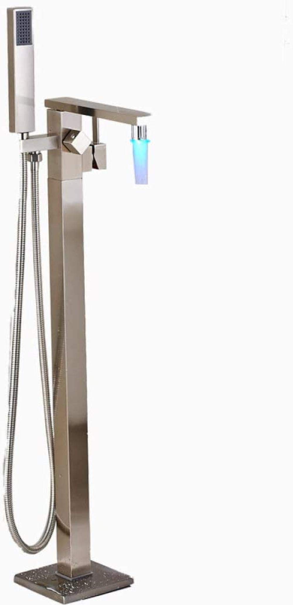 DFGHNBVC Bathroom Tub Sink Faucet Single Handle Free Standing Bathtub Mixer With Handshower Led Light Spout Hot And Cold