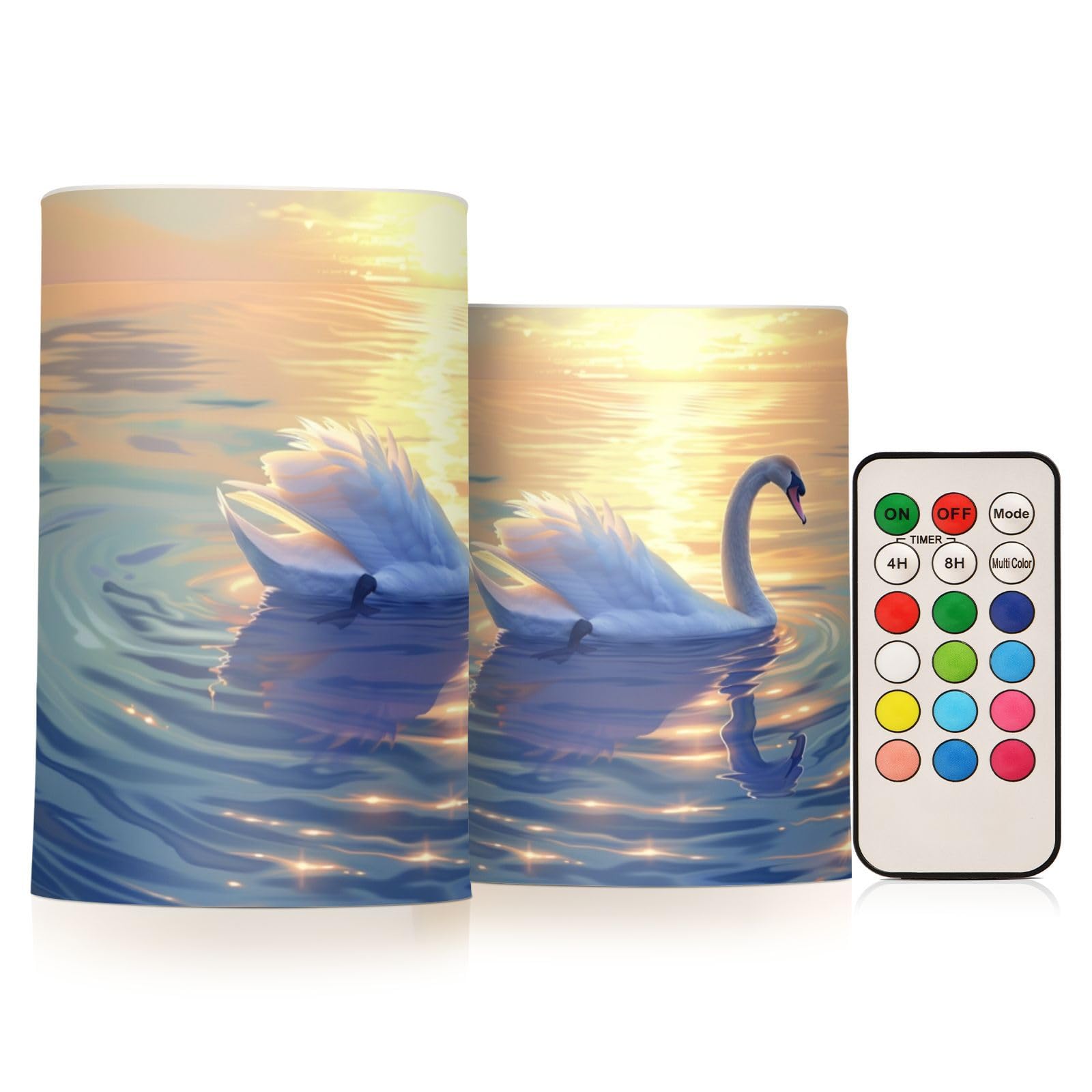 Mnsruu Flickering Flameless Candles Beautiful Swan LED Candles with Remote Timer Set of 2 Battery Operated Candle Home Decoration