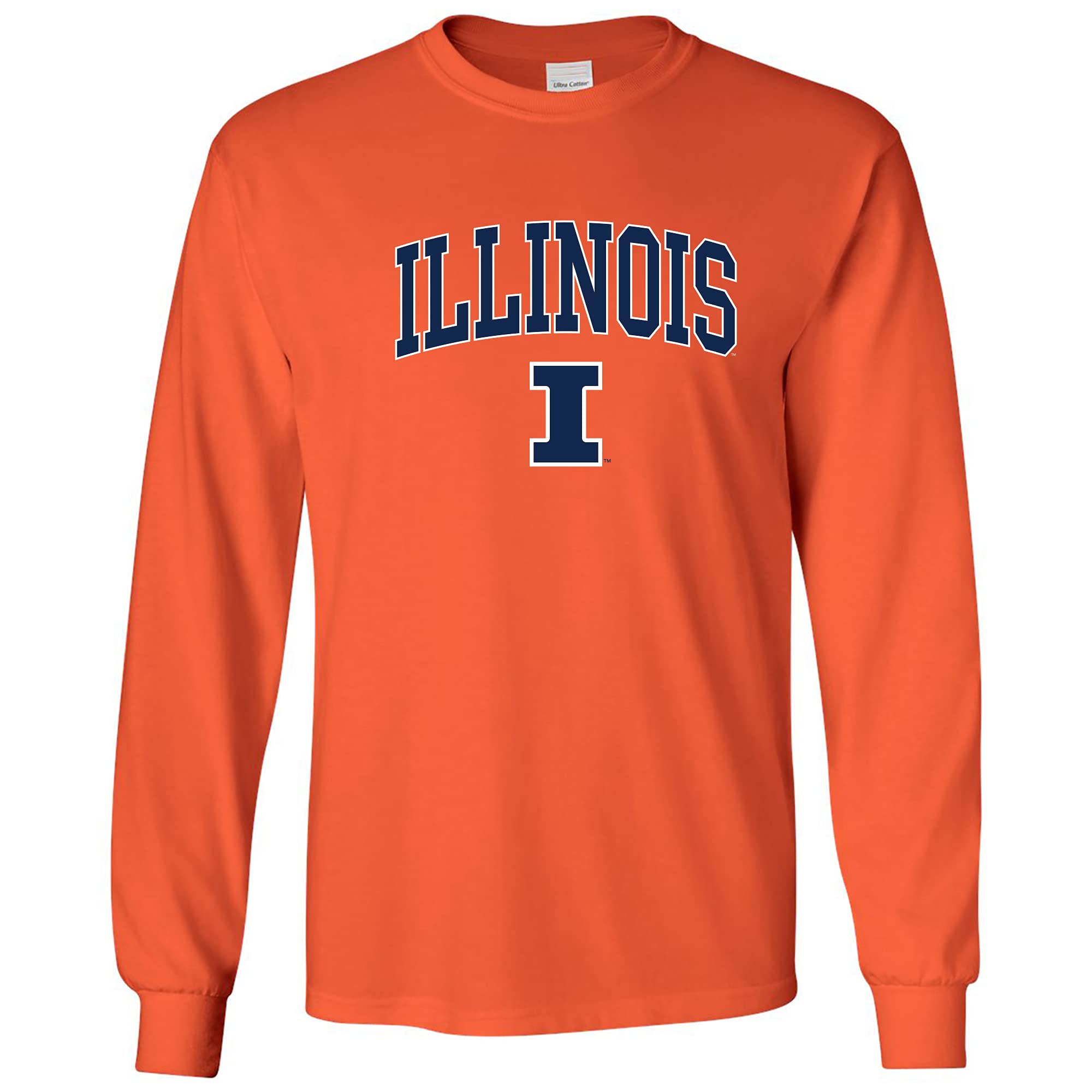 NCAA Officially Licensed College - University Team Color Arch Logo Long Sleeve, Illinois Fighting Illini Orange, Medium โ image 1