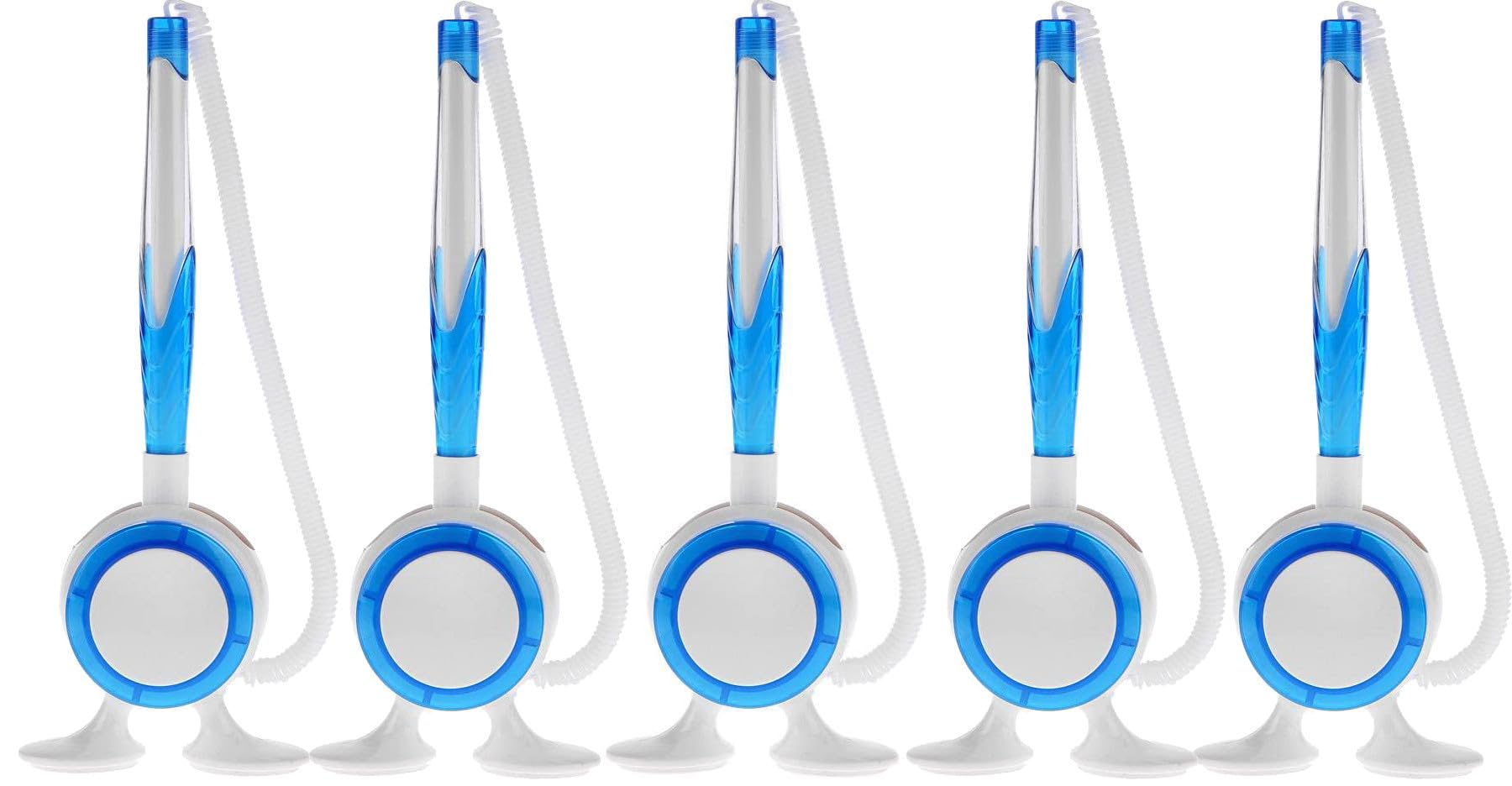 AccuPrints (Pack of 5 Fixed Desktop Pen Set for School | Colour - White and Blue (Blue Ink)-image-44