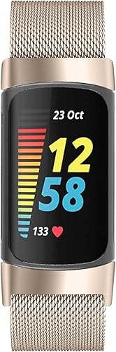 Miniatura 4 de Vomulato Bandas de metal compatibles con Fitbit Charge 5Charge 6, correa magnética ajustable de acero inoxidable de repuesto para reloj inteligente