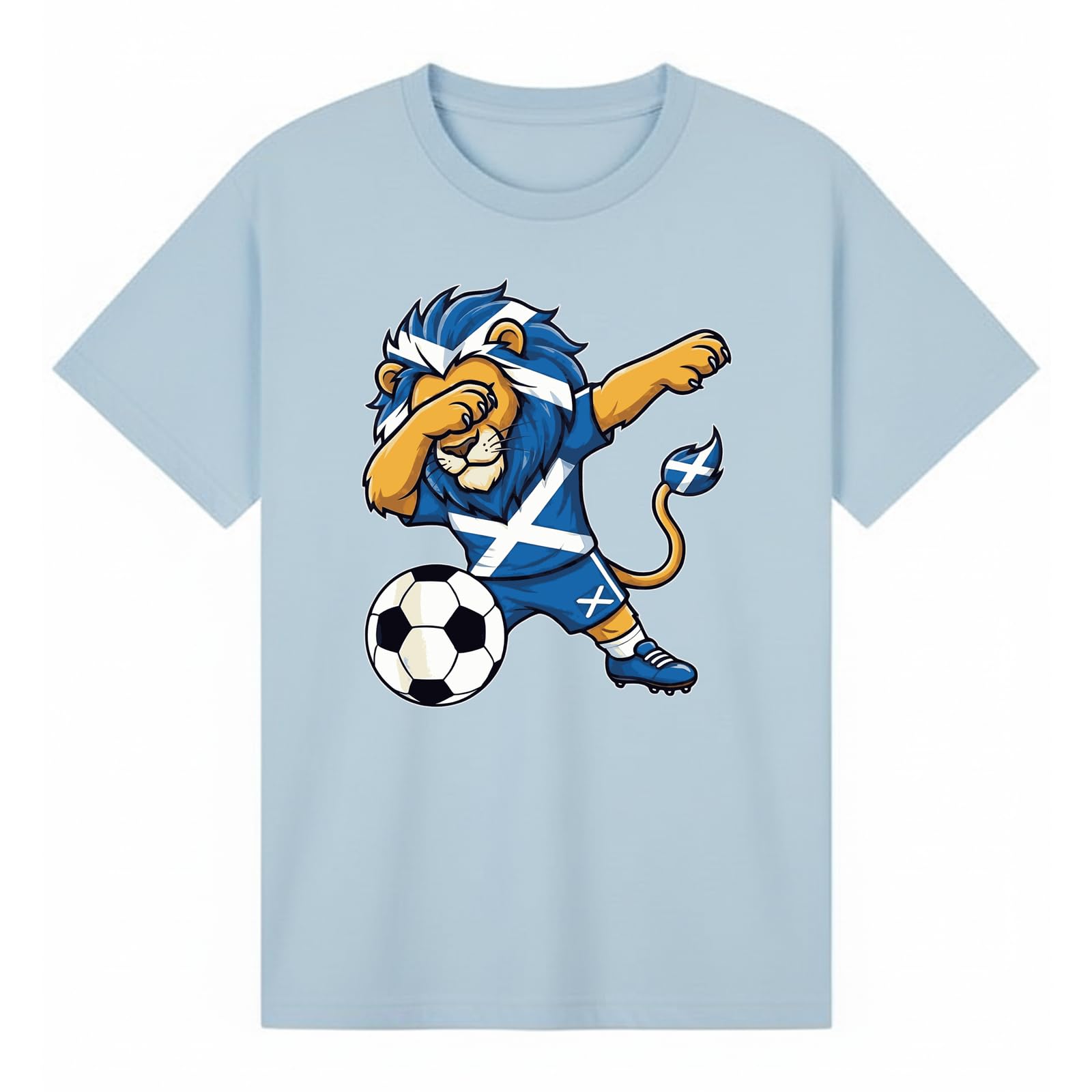 Scottish Lion Soccer Sports Football Boys Kids Graphic T-Shirt Novelty Retro Soccer Fan Tee Heritage Sports Apparel Gift Sky Blue 14-15Y