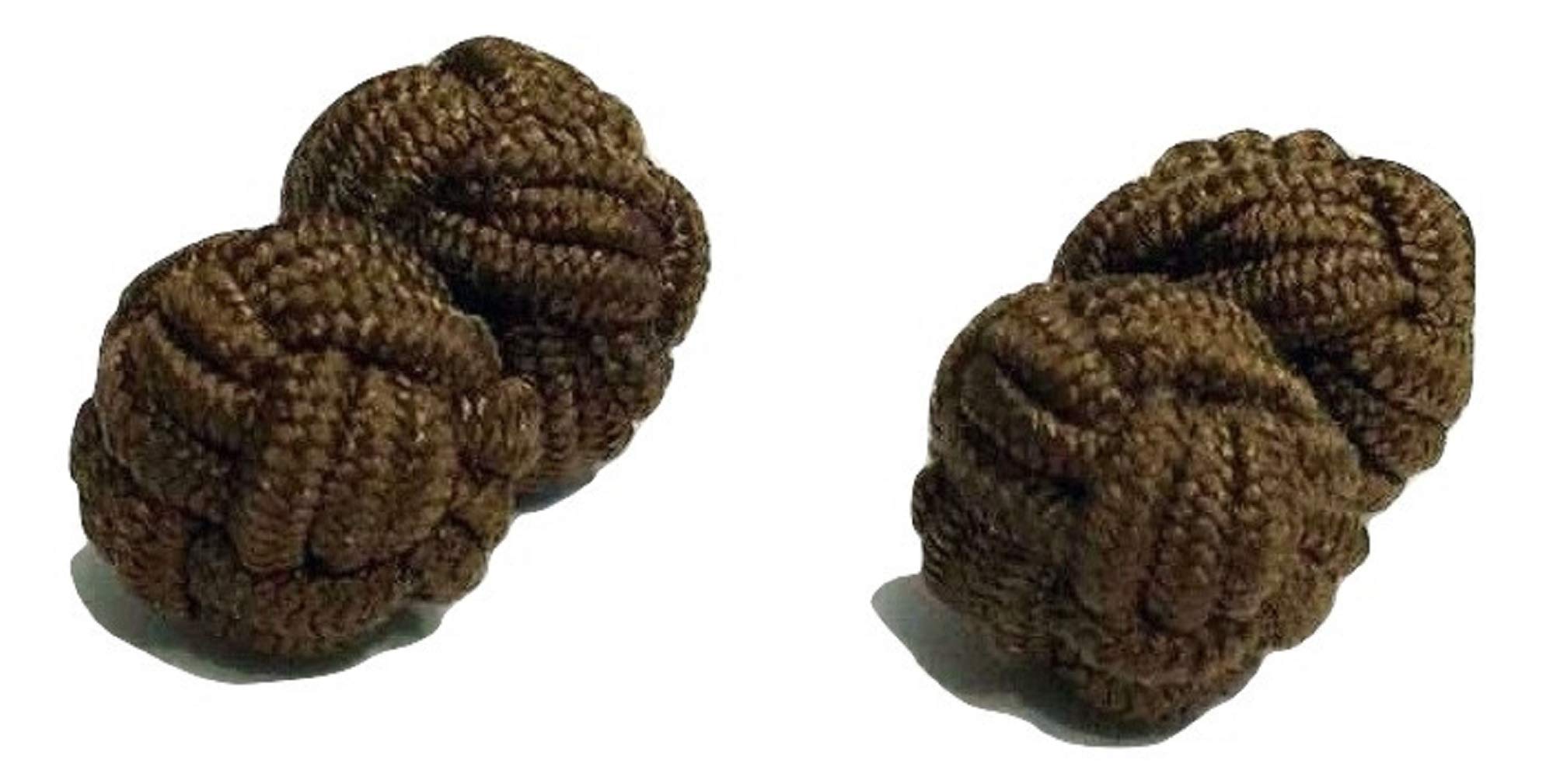 L&L® Men's Premium Plain Knitted Knot Cufflinks Wedding Casual Business Suit (Brown)