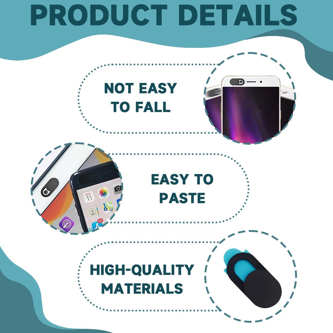 Webcam Cover 24 Pezzi Copri Webcam Slider Ultra Sottile per Laptop PC Tablet Smartphone Nero