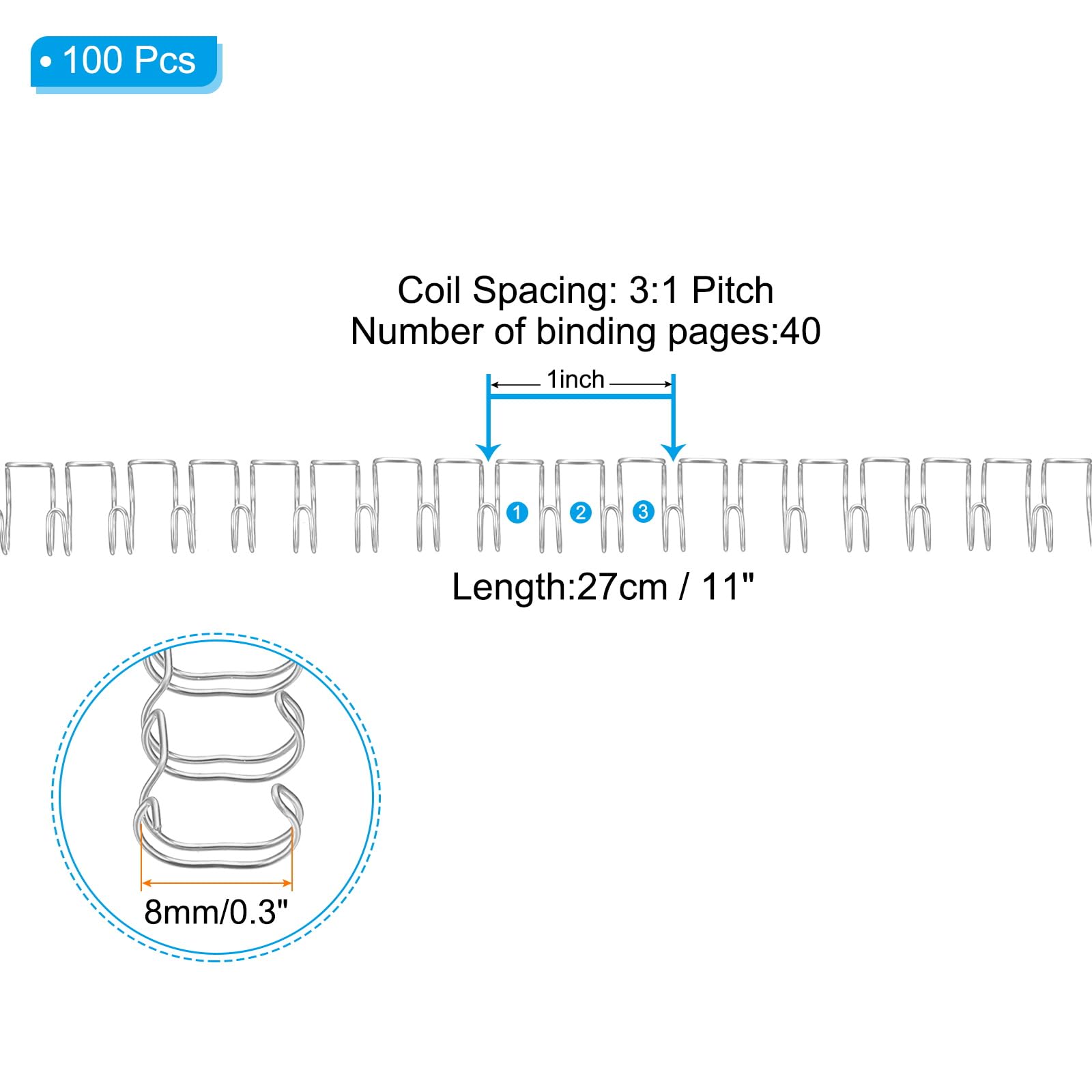 PATIKIL 8mm (5/16") Double Loop Wire Binding Combs - Image 2
