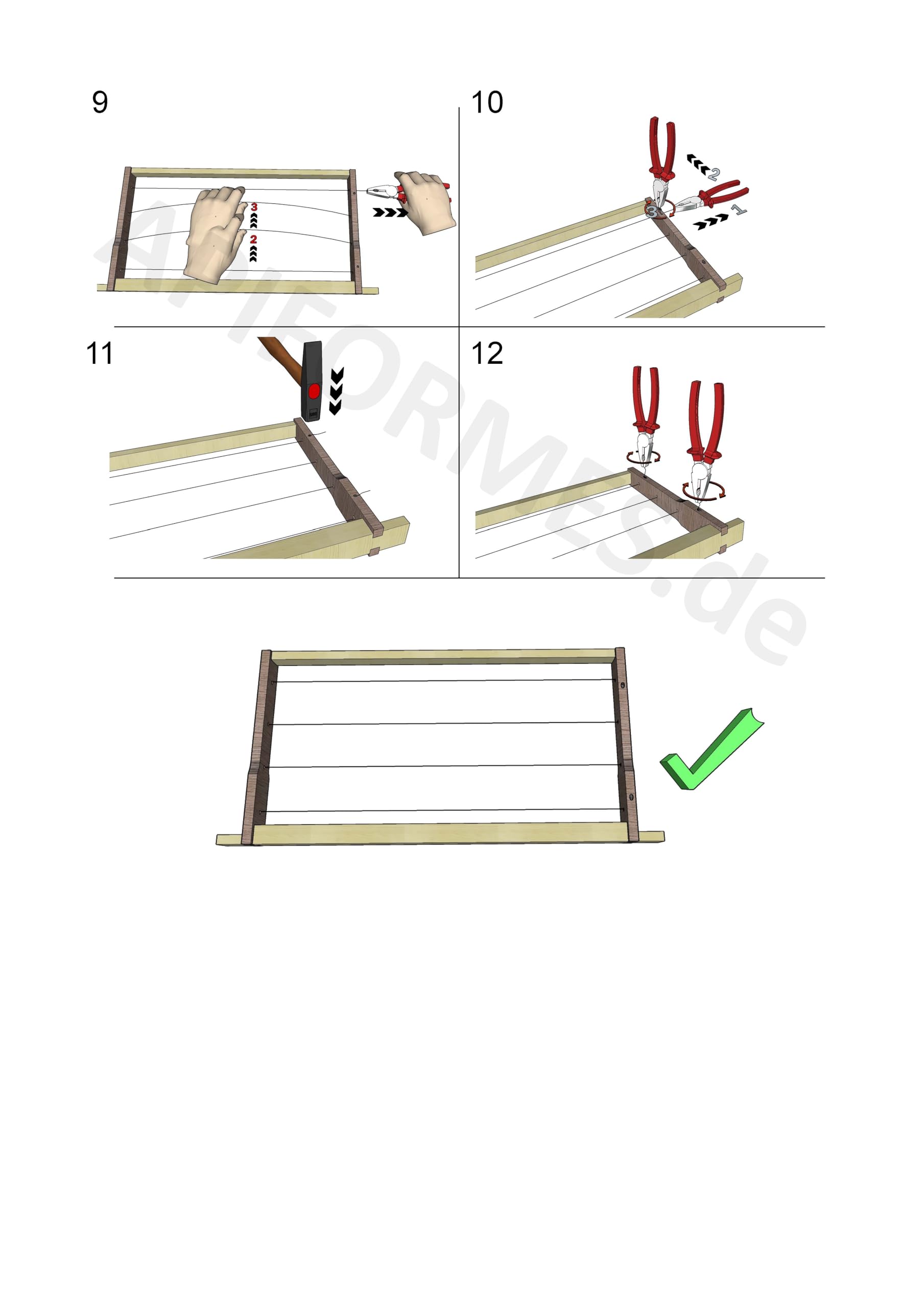 APIFORMES Zander Modifiziert Hoffmann Rähmchen Set - 20 Stück Standardmaß | Bausatz, Zander 1/1, 477 x 220 mm, mit Edelstahldrähten, Nägeln & Holzleim, vorgebohrt, einfache Montage