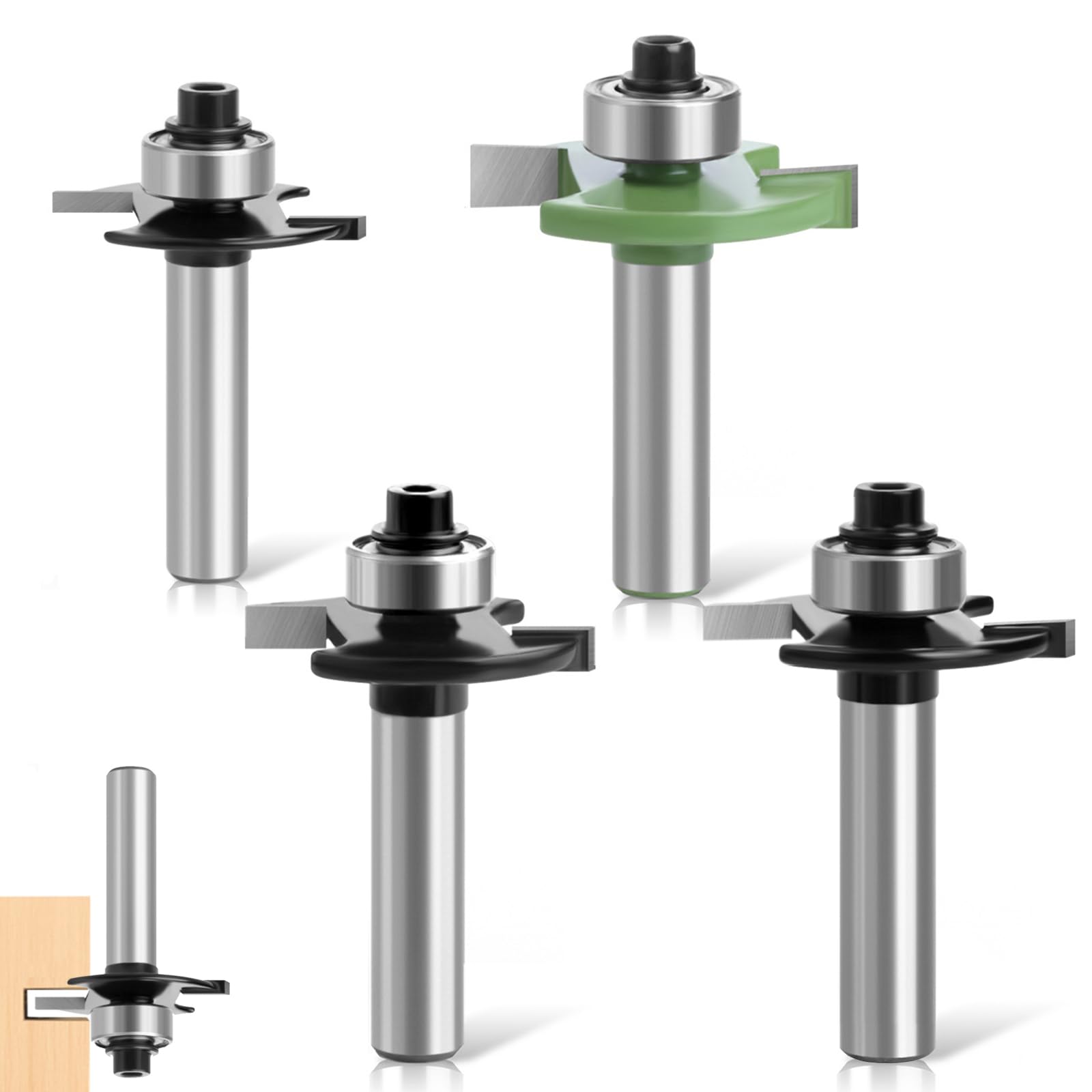 Set di frese per fresatrice, 4 frese a disco per fresatrice con scanalatura da 8 mm, set di frese con albero da 8 mm, frese con molla, set di utensili per la lavorazione del legno con cuscinetti a