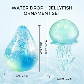 Jellyfish Squishy, Desktop Ornament, Water Drop Fidget Stress Ball, Transparent Waterdrop Design With Floating Jellyfish, Office Desk Accessory For Stress Management And Focus Enhancement 