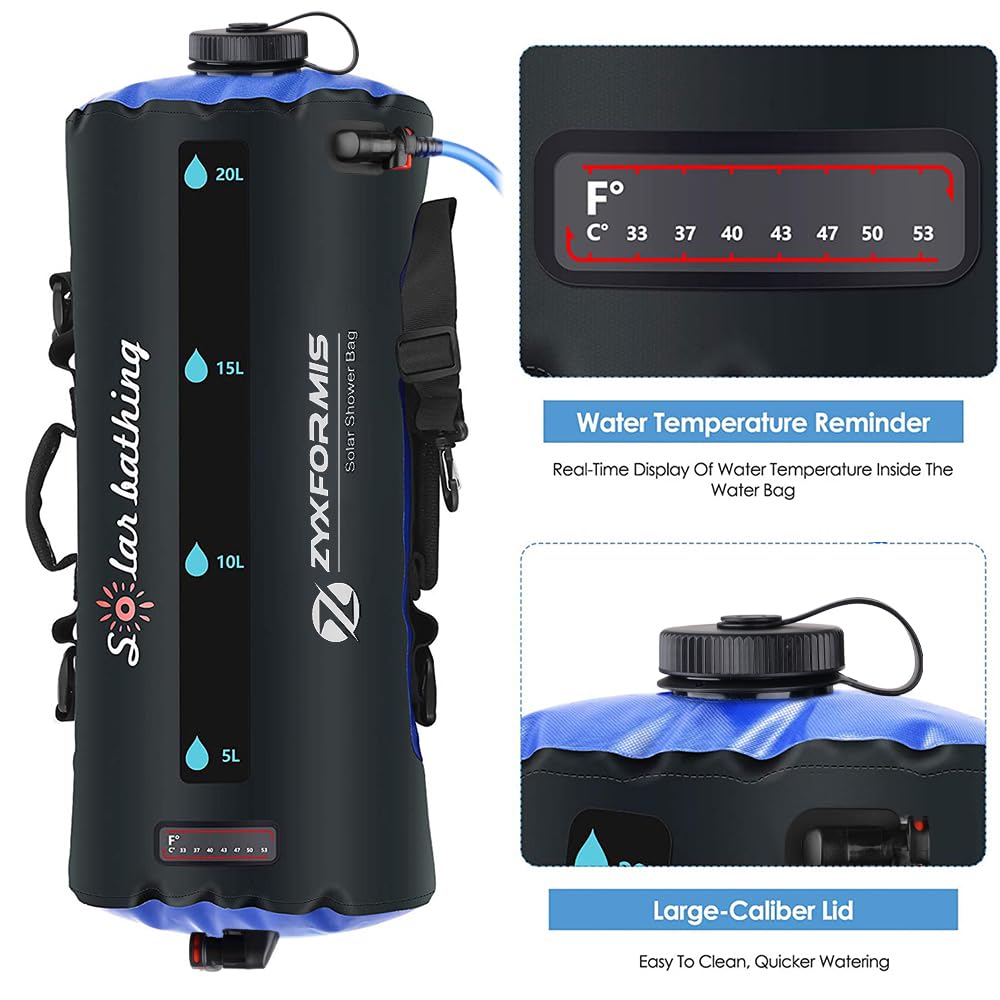 Doccia da Campeggio Portatile 20 L con Display e Pompa a Pedale | TPU resistente, sacca pieghevole, finestra trasparente, doppio raccordo, tubo rimovibile, getto regolabile, spiaggia, animali