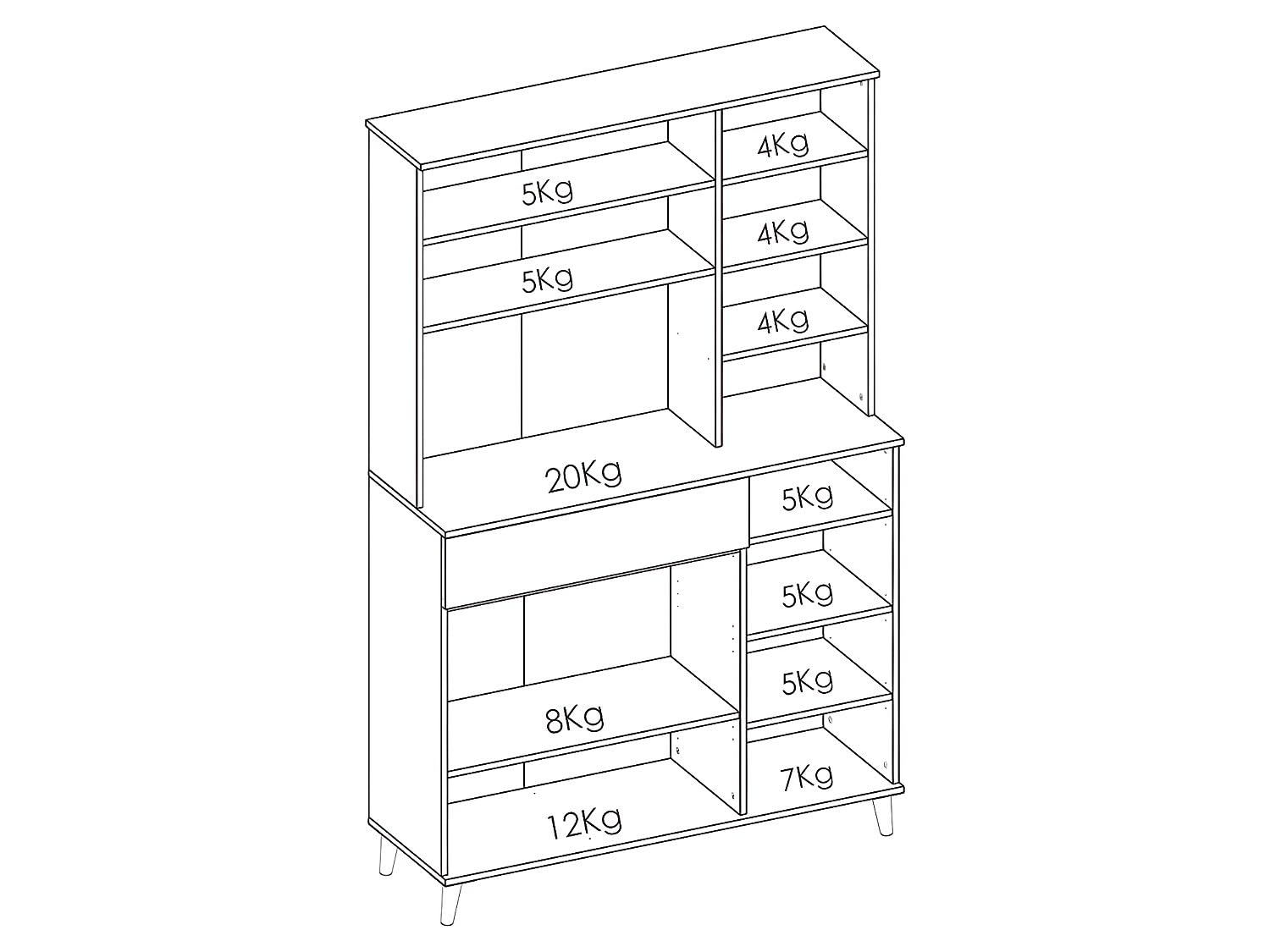 DEKIT GRUPO RIMOBEL WOK -MUEBLE AUXILIAR DE COCINA CON ALMACENAJE - 191x120x40 cm - BLANCO / NATURAL