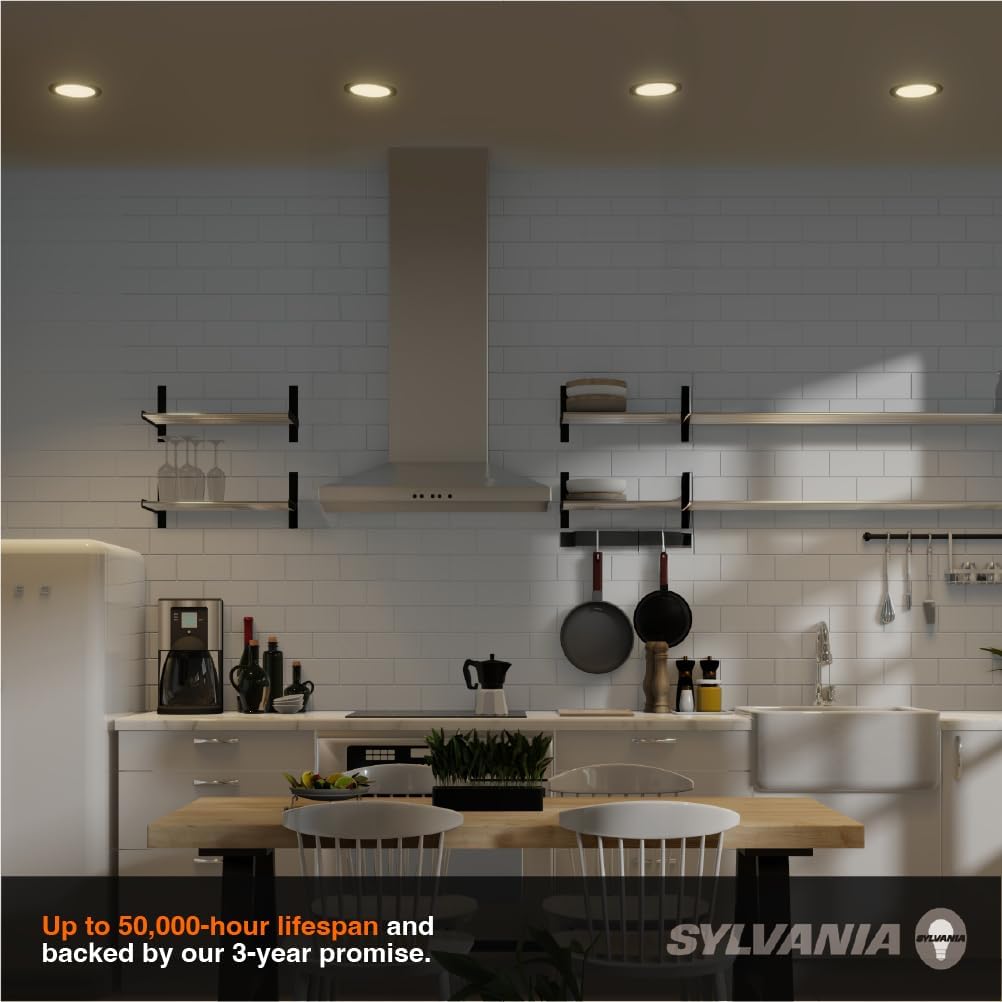 Sylvania 6" Slim Microdisk Downlight, 12W, 5 CCT Select (2700K - 5000K) Recessed Lighting, 1000 LMS, 90 CRI, Dimmable, Wet-Rated, White - 6 Pack (61190) - Image 8