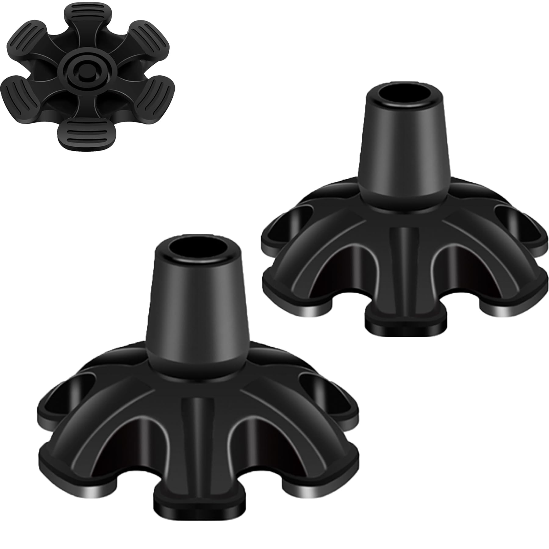 2 puntas de bastón, 6 puntas, 3/4 pulgadas, antideslizantes y duraderas, repuesto de base cuádruple para la mayoría de bastones de