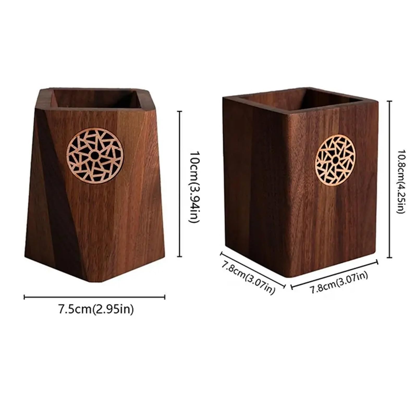 Mehrzweck-Stiftehalter aus Holz, schwarzer Nussbaum, Vintage-Bleistiftbox, praktische Stiftaufbewahrung, Becher, Schreibtischzubehör Für Schule,Zuhause(Square)