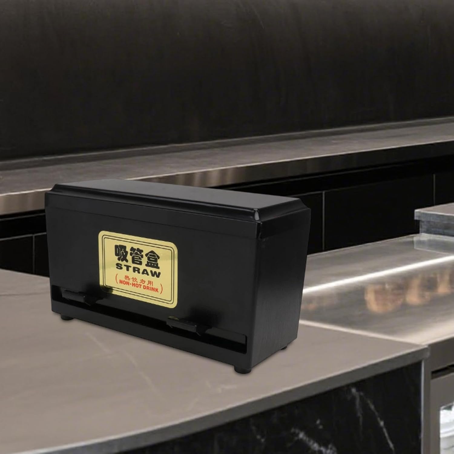 Straw Dispenser Storage Case Drinking Straw Box Chopsticks Holder for Restaurant Home, L Non Adjustable