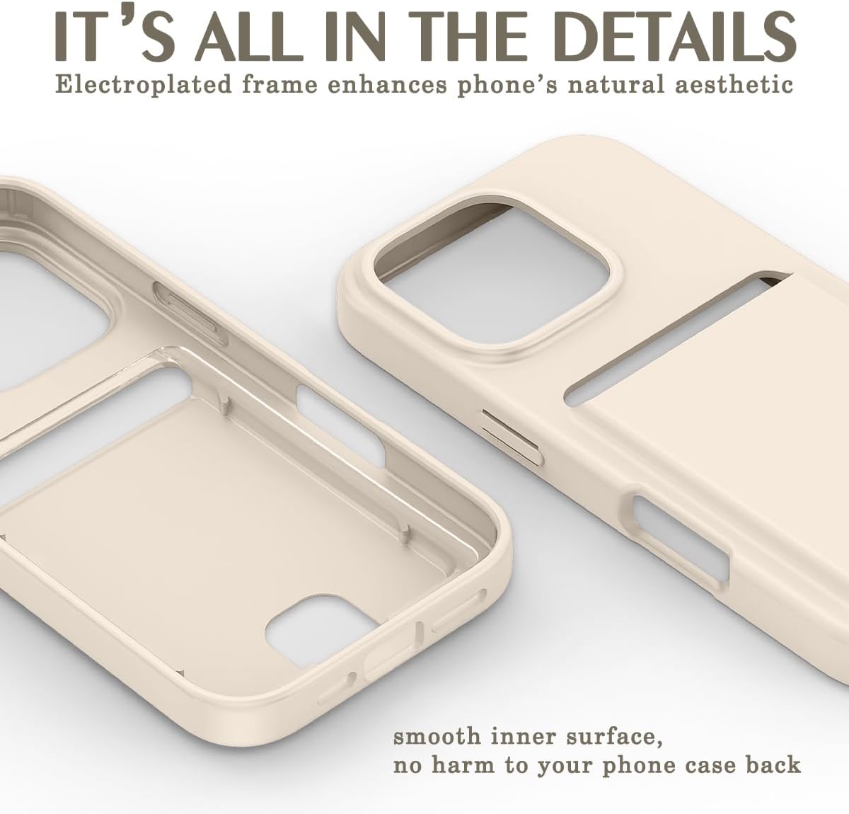 Petocase for iPhone 16 Pro Wallet Case Card Holder Slot Slim Fit Flexible TPU Gel Rubber Soft Skin Silicone Protective Phone Case Cover for Apple iPhone 16 Pro 6.3 inch Beige - Image 5