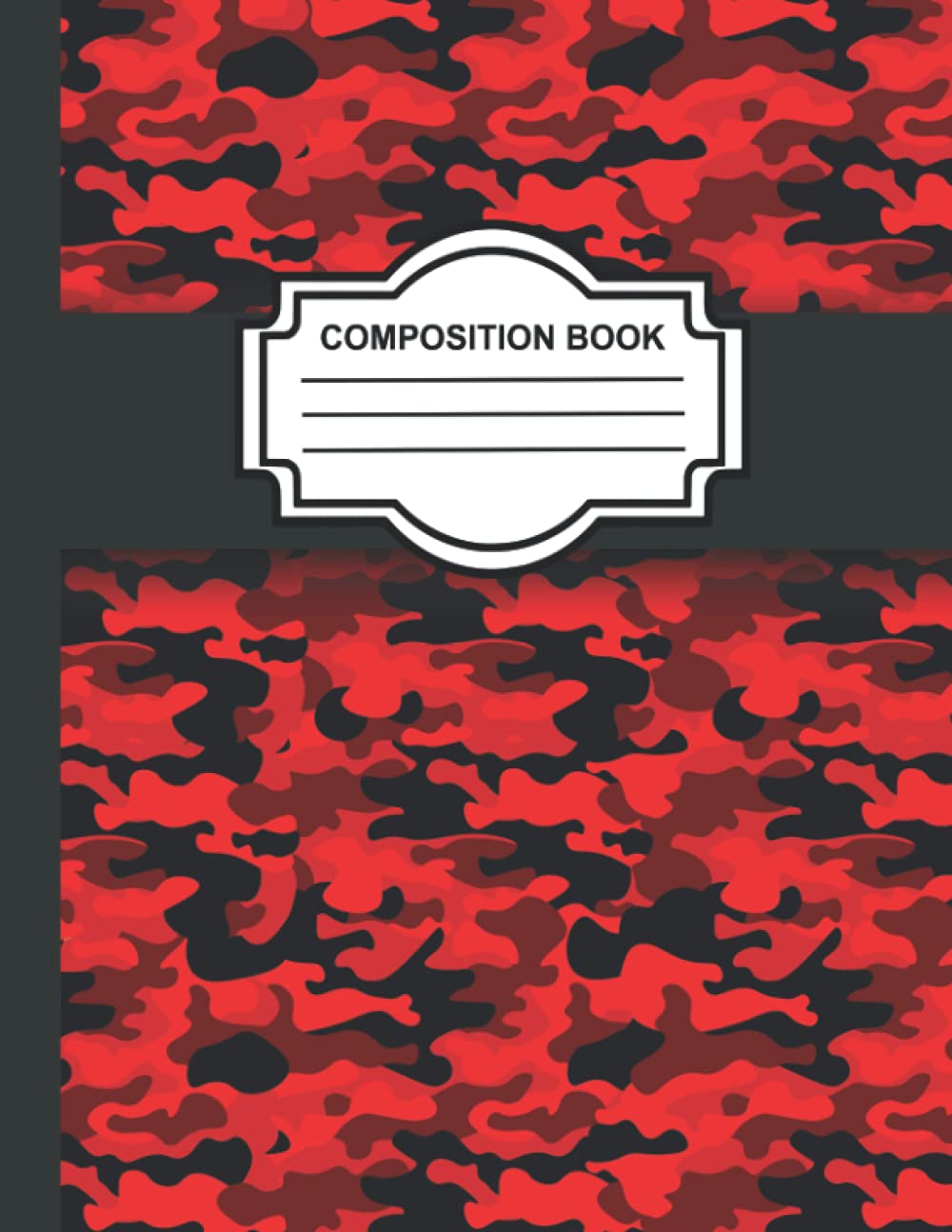 Cahier de composition design camouflage rouge à offrir aux ados