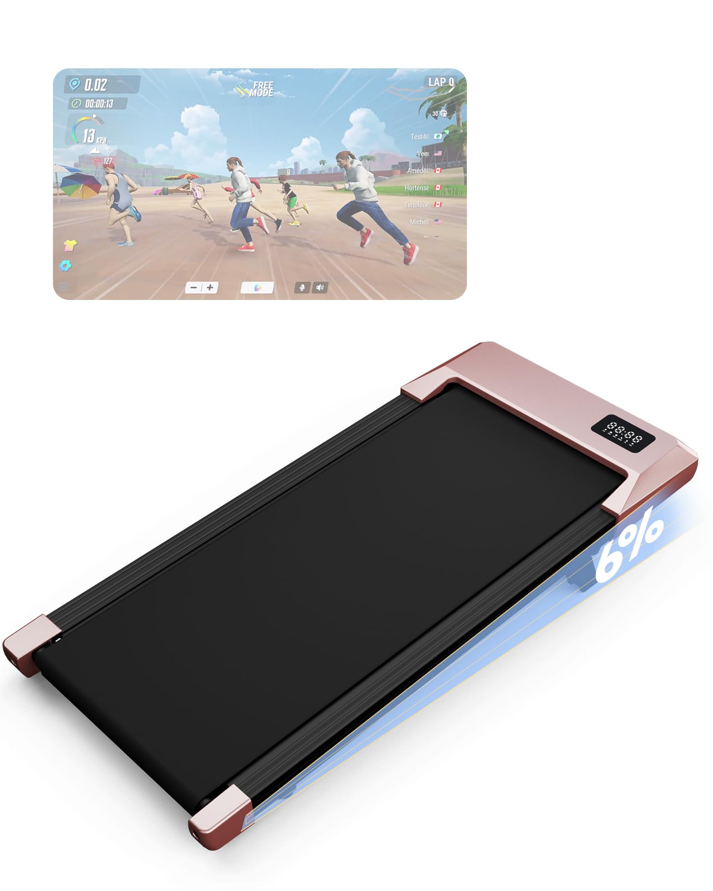 Lacuffy Walking Pad with 6% Incline, Under Desk Treadmill Max 136kg, Walking Treadmill Smart App Control 2.5HP with AI Training and Multi-Runner Races — image 1