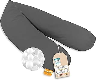 joyfill® Stillkissen Mikroperlen 190cm I Schwangerschaftskissen - Made in Germany I Ideal zum Schlafen & Stillen Dank Flüsterleiser & Bequemer Füllung I Stillkissen XXL (Anthrazit, stillkissen)