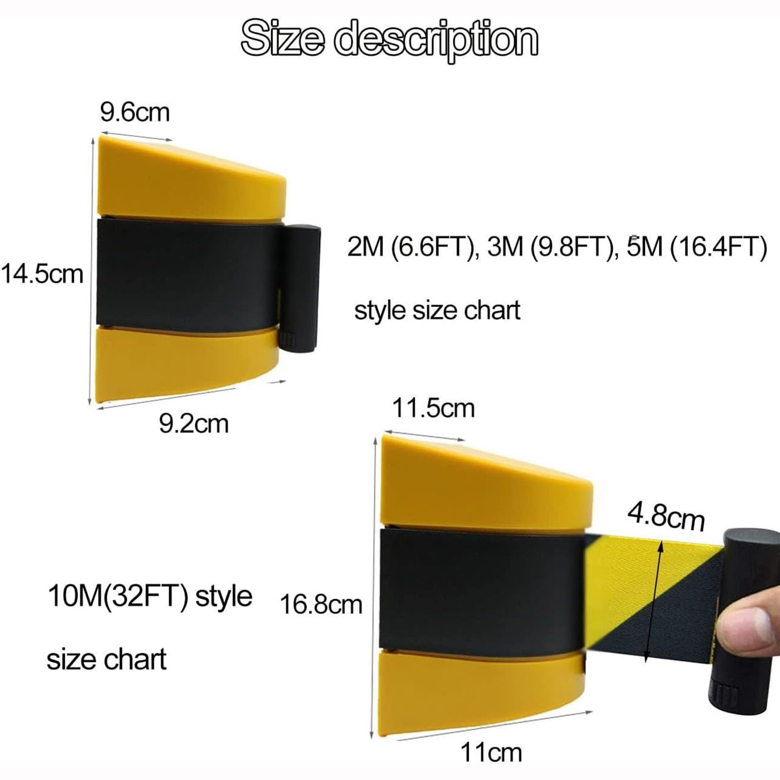 Cinturón Barrera, Barrera Cinta atracción magnética montada la Pared, Barrera Cuerda retráctil magnética Colas 2/3/5/10 m con Accesorios Montaje, Amarillo/Rojo/Negro/Opcional