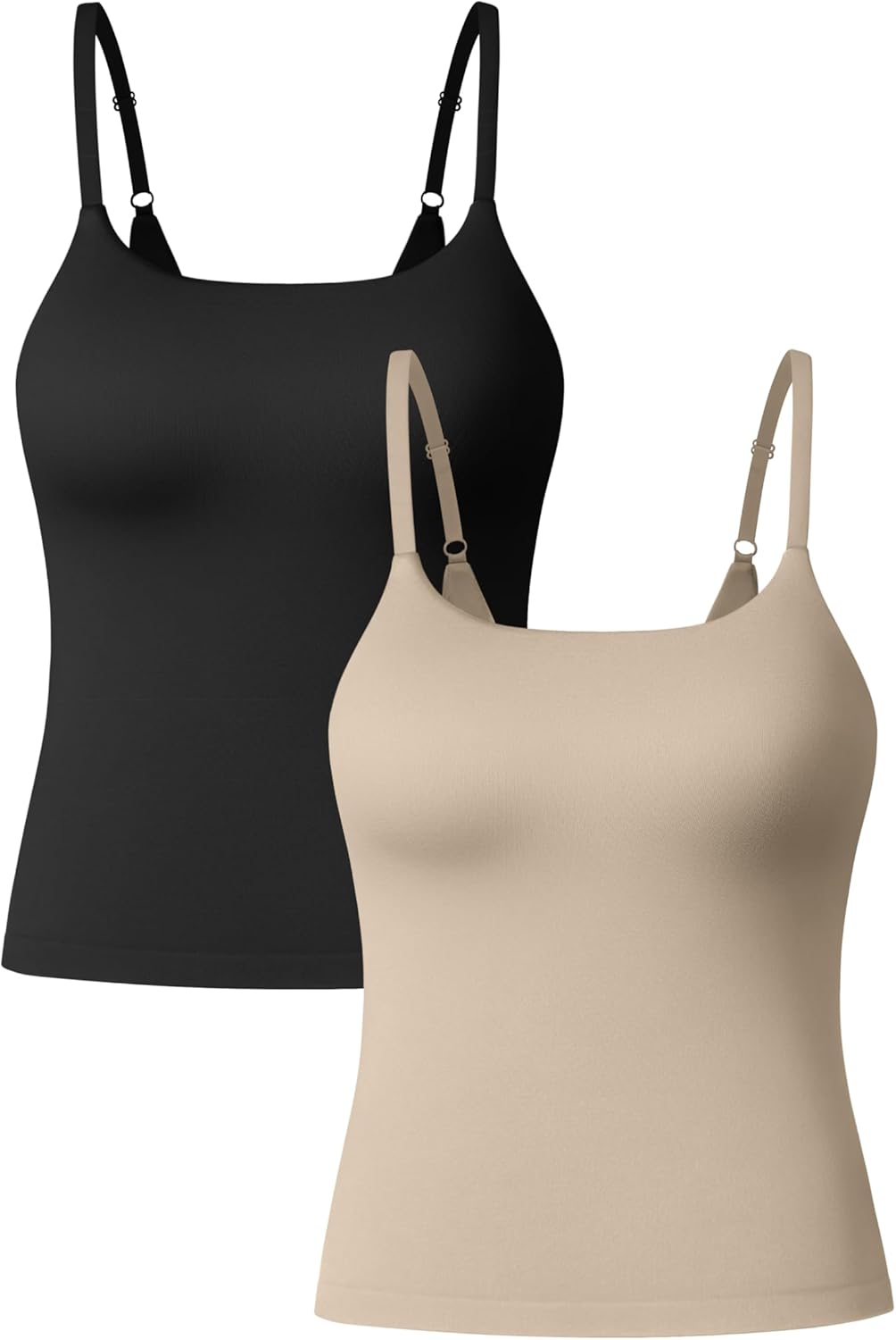 OQQ Women's Sports Bra 2 Pack Built in Bra Adjustable Strappy Workout Top Yoga Tank with Removable Pads