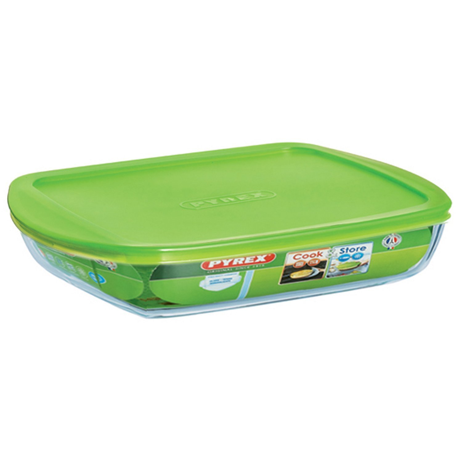 Pyrex Green Cook & Store Rectanglular Dish + Lid (28X20cm) 1.6L