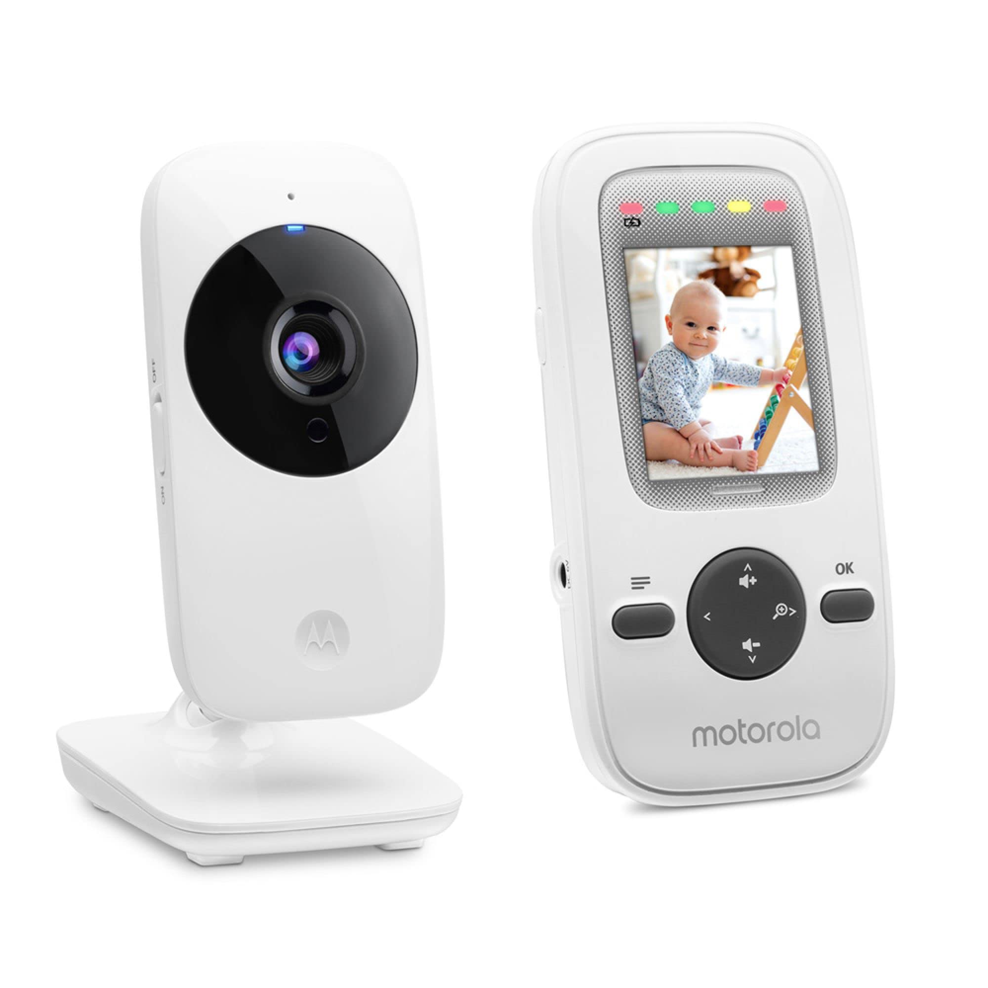 Motorola Nursery VM481 - elektroniczna niania wideo z przenośną jednostką rodzicielską, bardzo czułym mikrofonem, noktowizorem na podczerwień, zoomem cyfrowym, srebrna