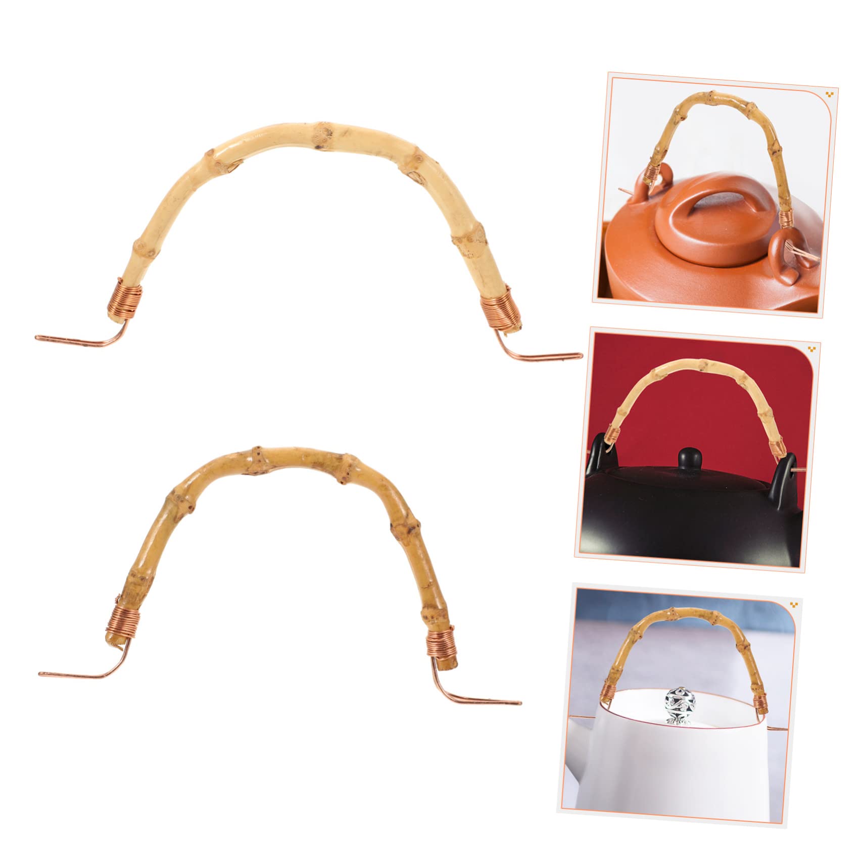 Asas Para Tetera De Bambú 18-22 Cm, Mango Ergonómico Tejido Resistente Al Desgaste, Empuñadura Reemplazable Para Tetera Doméstica y Portátil, Uso Cocina, Pack De 2 Piezas