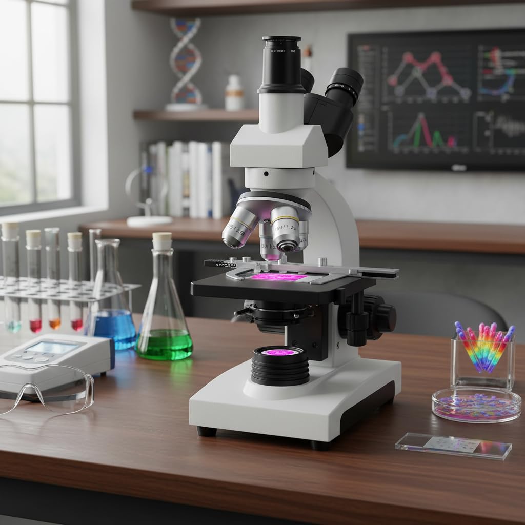 Objetivo de Microscopio 100X, Tamaño RMS, Resistente a Caídas, Repuesto de Lente de Objetivo Profesional para la Mayoría de los Microscopios Biológicos Profesionales