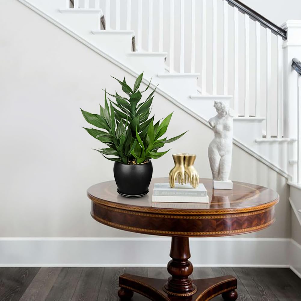 Plantas artificiales de bambú para interiores, 19.6 pulgadas de alto, planta de bambú falsa de la suerte en maceta negra, plantas verdes artificiales decorativas para el hogar, oficina, cocina
